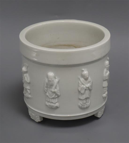 A Dehua blanc de chine immortals censer, 20th century height 15cm